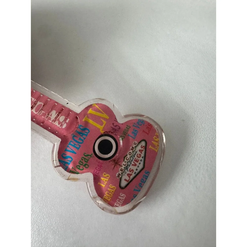 Las Vegas Pink Guitar‎ Acrylic Keychain Souvenir Welcome to Las Vegas Sign LV